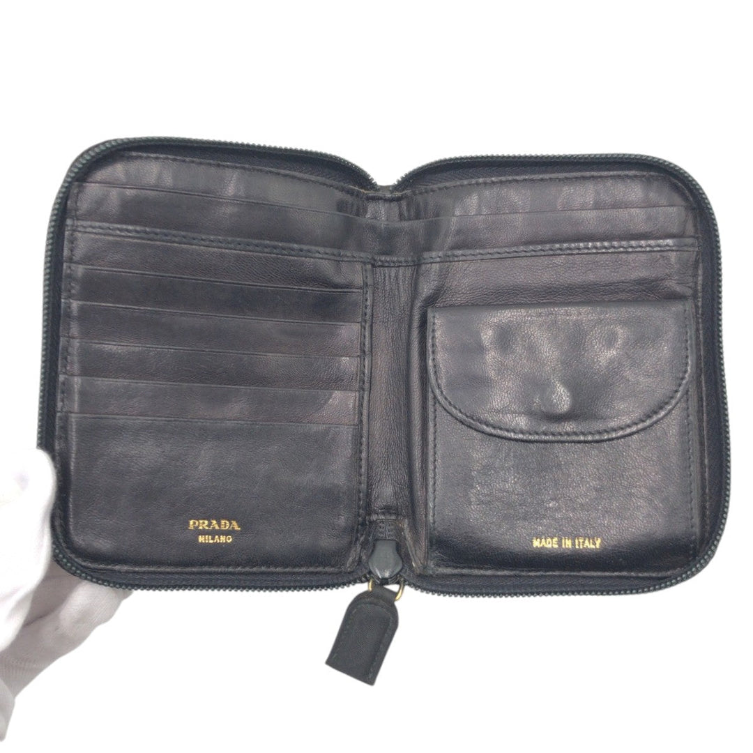 PRADA Bifold Wallet Nylon Black black Bifold Wallet Compact Wallet Women(Unisex) Used Authentic