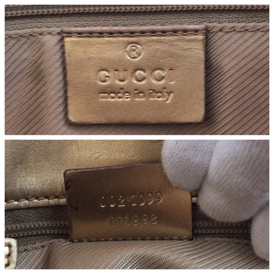 GUCCI Tote Bag 002 1099 GG canvas Gold Metal Tote Bag handbag Women Used Authentic