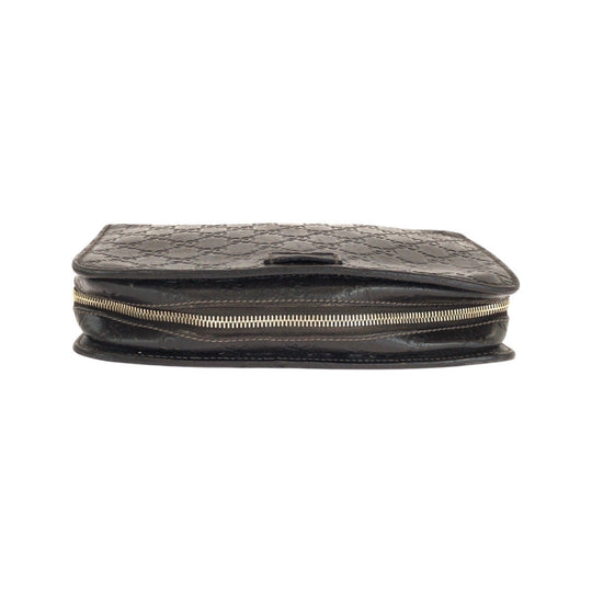 GUCCI Clutch bag 201755 leather Brown Gold Metal Clutch bag business bag Guccisima mens Used Authentic