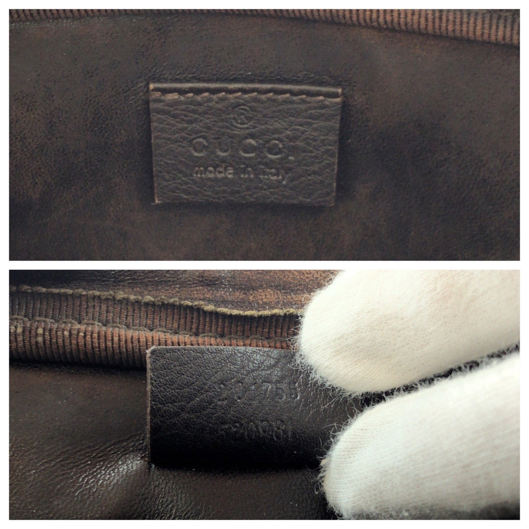 GUCCI Clutch bag 201755 leather Brown Gold Metal Clutch bag business bag Guccisima mens Used Authentic
