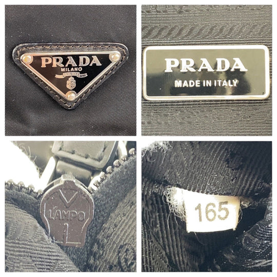 PRADA Shoulder Bag Nylon Black SilverMetal Crossbody Shoulder Bag Unisex Test Triangle With logo Women Used Authentic