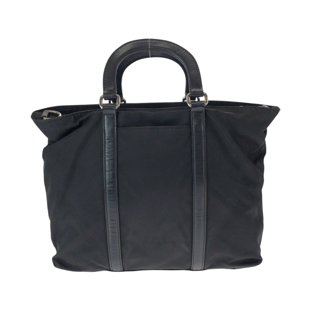 PRADA Tote Bag B1066M Nylon Black Silver Metal Tote Bag Shoulder Bag Handbag 2way Test Triangle With logo Women Used Authentic