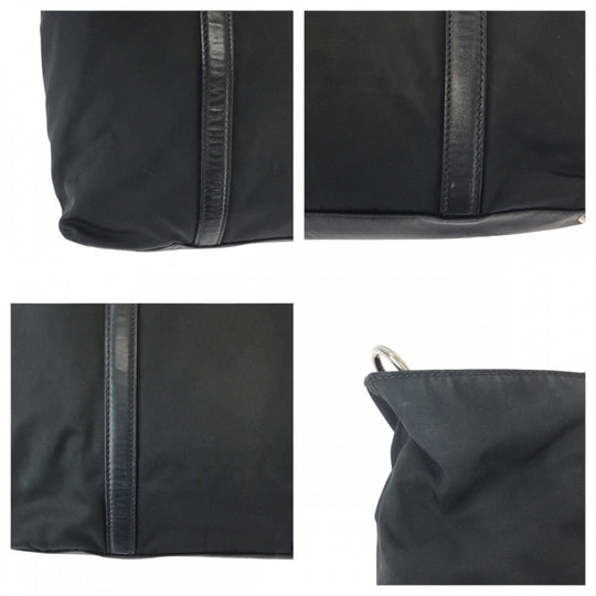 PRADA Tote Bag B1066M Nylon Black Silver Metal Tote Bag Shoulder Bag Handbag 2way Test Triangle With logo Women Used Authentic
