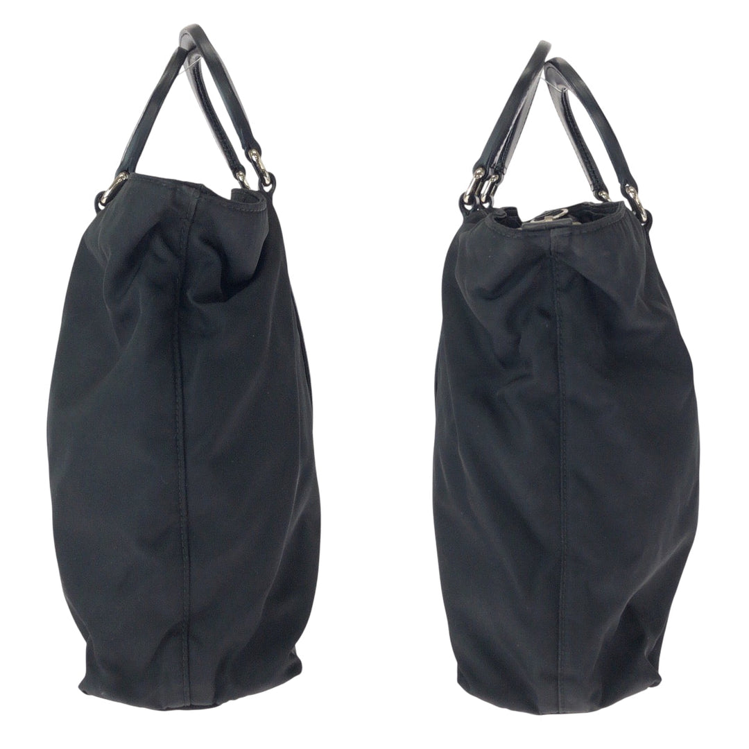 PRADA Tote Bag B1066M Nylon Black Silver Metal Tote Bag Shoulder Bag Handbag 2way Test Triangle With logo Women Used Authentic