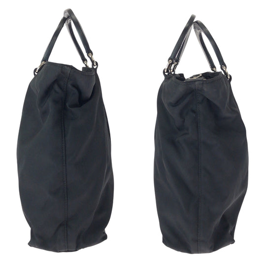 PRADA Tote Bag B1066M Nylon Black Silver Metal Tote Bag Shoulder Bag Handbag 2way Test Triangle With logo Women Used Authentic