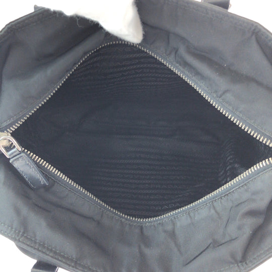 PRADA Tote Bag B1066M Nylon Black Silver Metal Tote Bag Shoulder Bag Handbag 2way Test Triangle With logo Women Used Authentic
