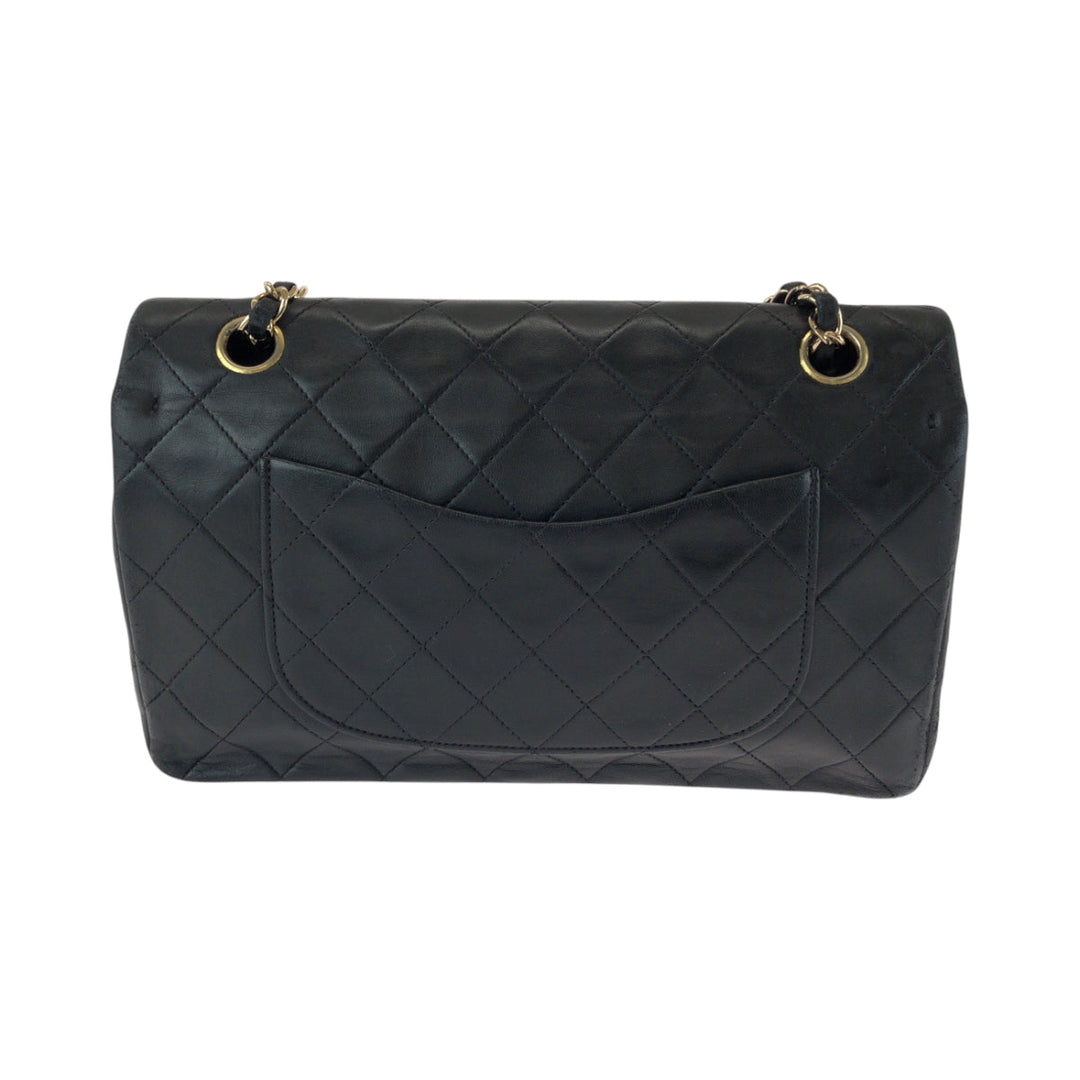 CHANEL Shoulder Bag lambskin Black GoldMetal ChainShoulder Bag Mattasse double flap COCO Mark Turnlock Women Used Authentic