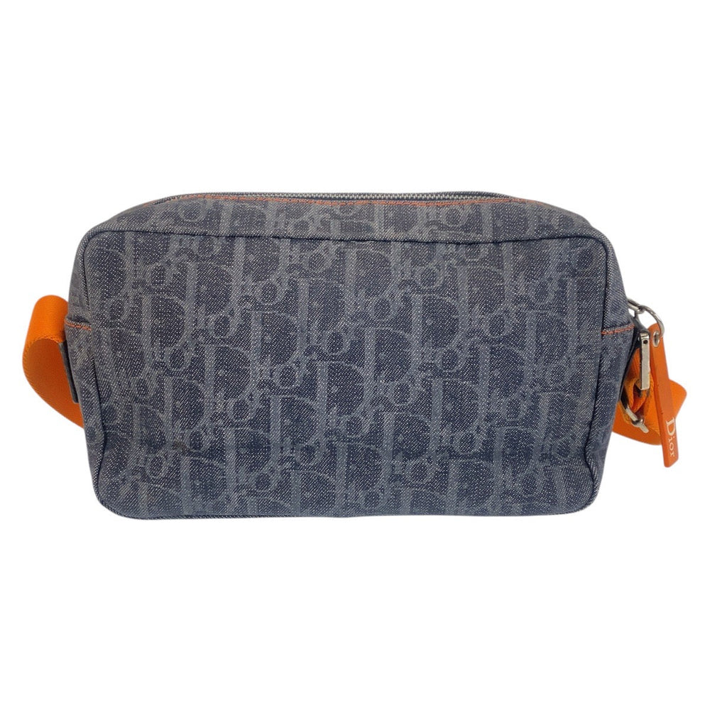 Dior Shoulder Bag canvas Navy Black Orange SilverMetal Shoulder Bag pochette Flightline trotter Women Used Authentic