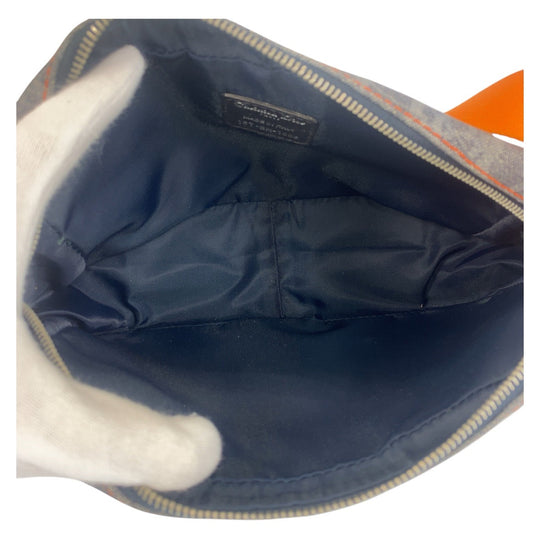 Dior Shoulder Bag canvas Navy Black Orange SilverMetal Shoulder Bag pochette Flightline trotter Women Used Authentic