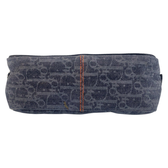 Dior Shoulder Bag canvas Navy Black Orange SilverMetal Shoulder Bag pochette Flightline trotter Women Used Authentic