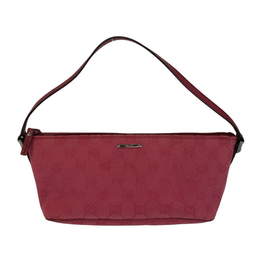 GUCCI Handbag 07198 GG canvas, leather Red Handbag accessory pouch Women Used Authentic