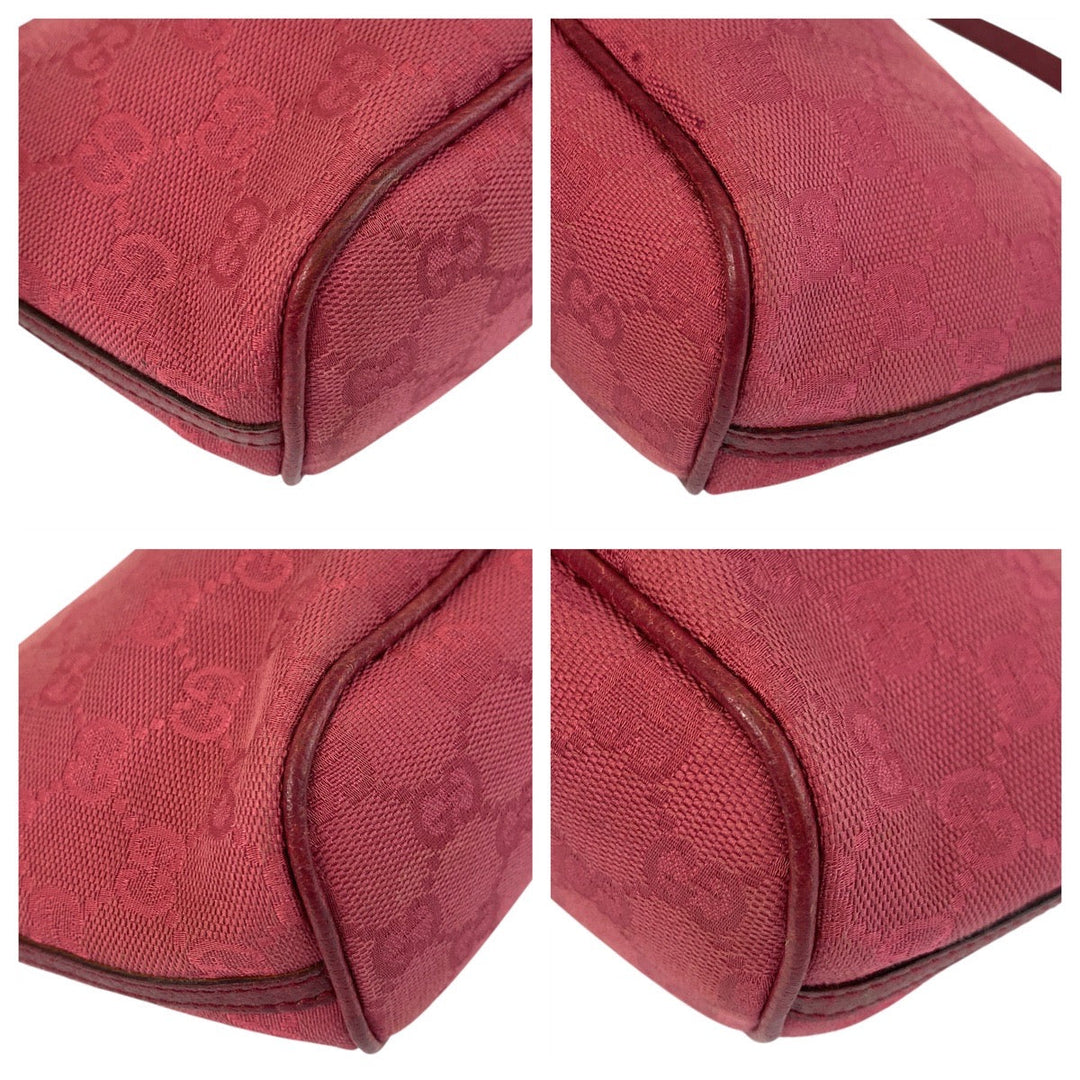 GUCCI Handbag 07198 GG canvas, leather Red Handbag accessory pouch Women Used Authentic