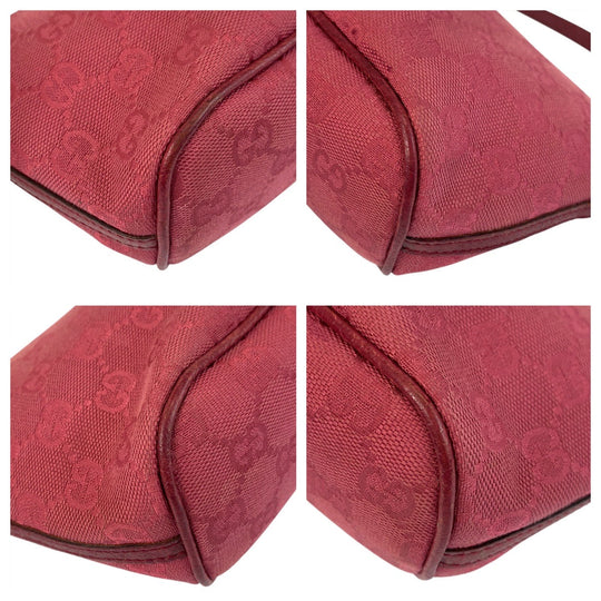 GUCCI Handbag 07198 GG canvas, leather Red Handbag accessory pouch Women Used Authentic