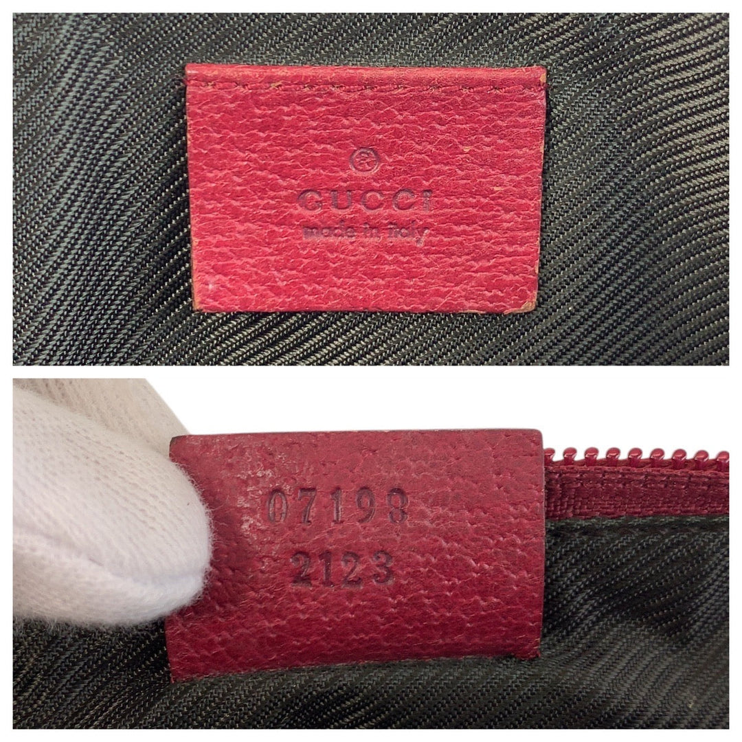 GUCCI Handbag 07198 GG canvas, leather Red Handbag accessory pouch Women Used Authentic