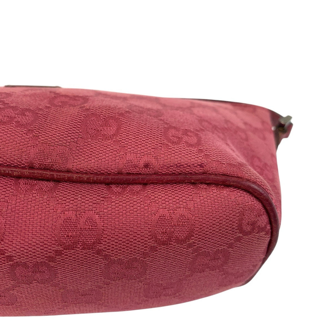 GUCCI Handbag 07198 GG canvas, leather Red Handbag accessory pouch Women Used Authentic
