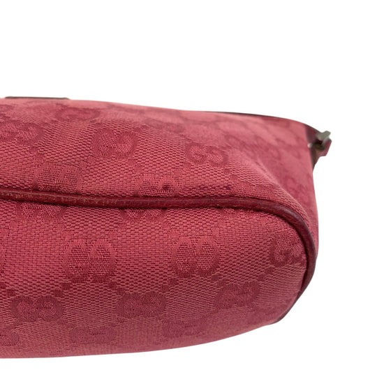 GUCCI Handbag 07198 GG canvas, leather Red Handbag accessory pouch Women Used Authentic