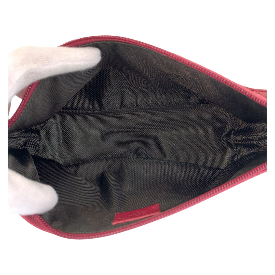 GUCCI Handbag 07198 GG canvas, leather Red Handbag accessory pouch Women Used Authentic