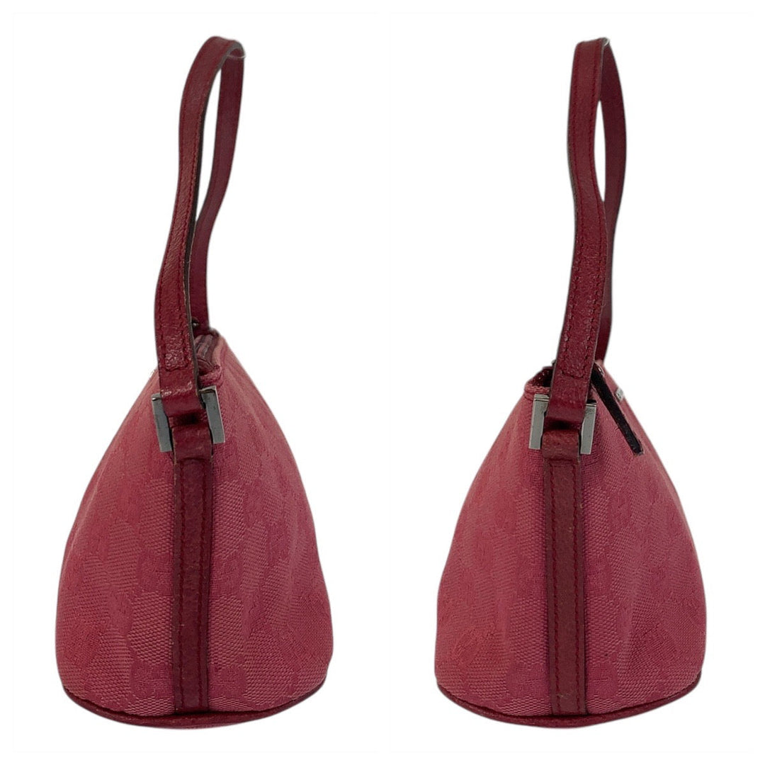 GUCCI Handbag 07198 GG canvas, leather Red Handbag accessory pouch Women Used Authentic