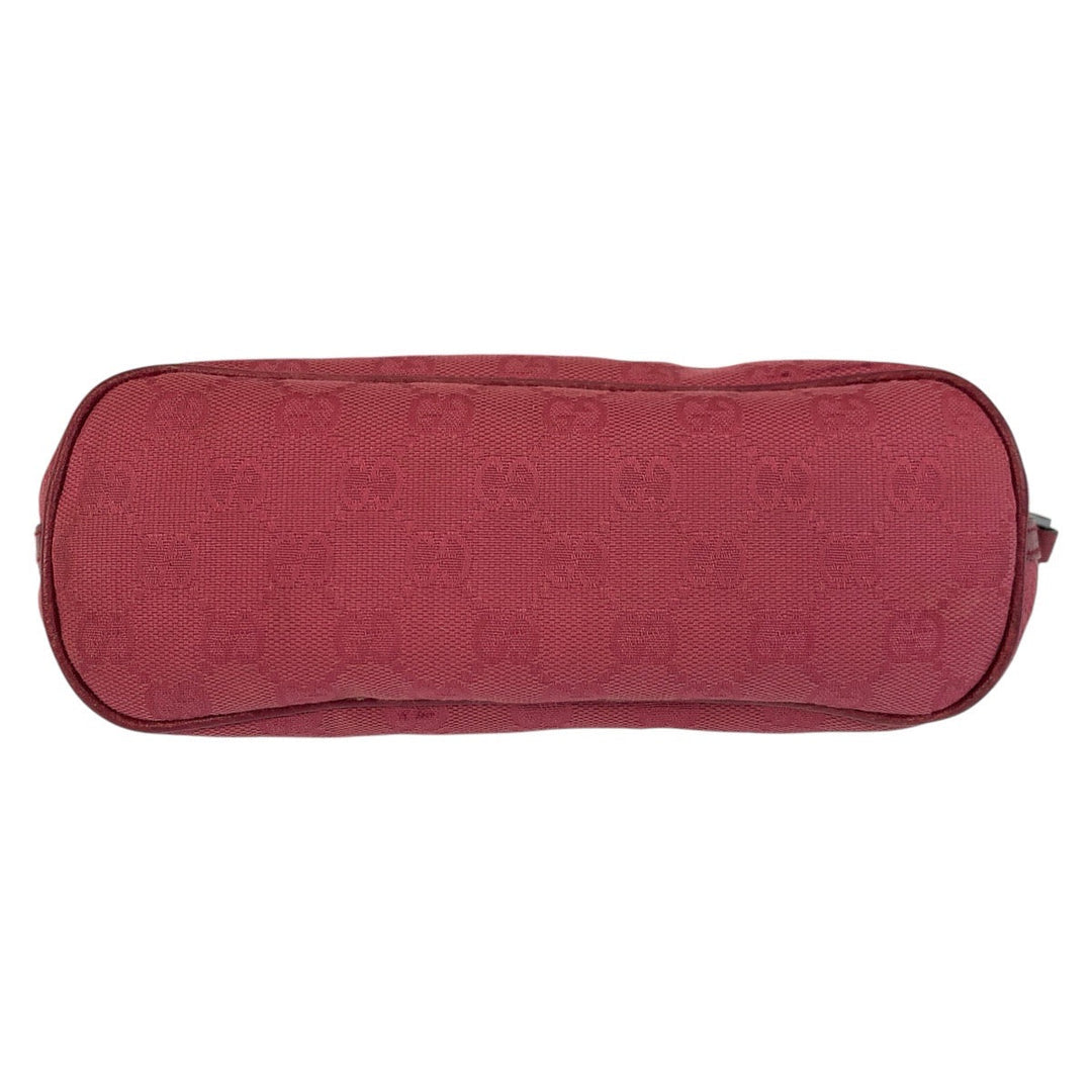 GUCCI Handbag 07198 GG canvas, leather Red Handbag accessory pouch Women Used Authentic