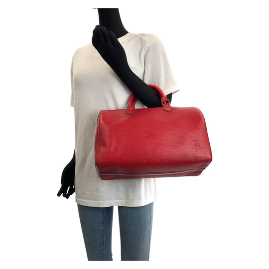 LOUIS VUITTON Handbag M43007 leather Castilian Red Gold Metal Handbags Mini Boston Duffel bag Epi Speedy 30 Women Used Authentic
