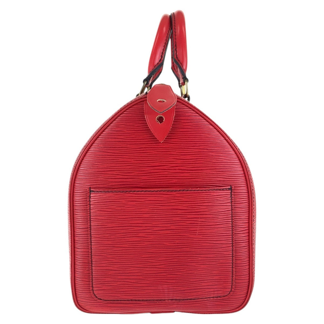 LOUIS VUITTON Handbag M43007 leather Castilian Red Gold Metal Handbags Mini Boston Duffel bag Epi Speedy 30 Women Used Authentic
