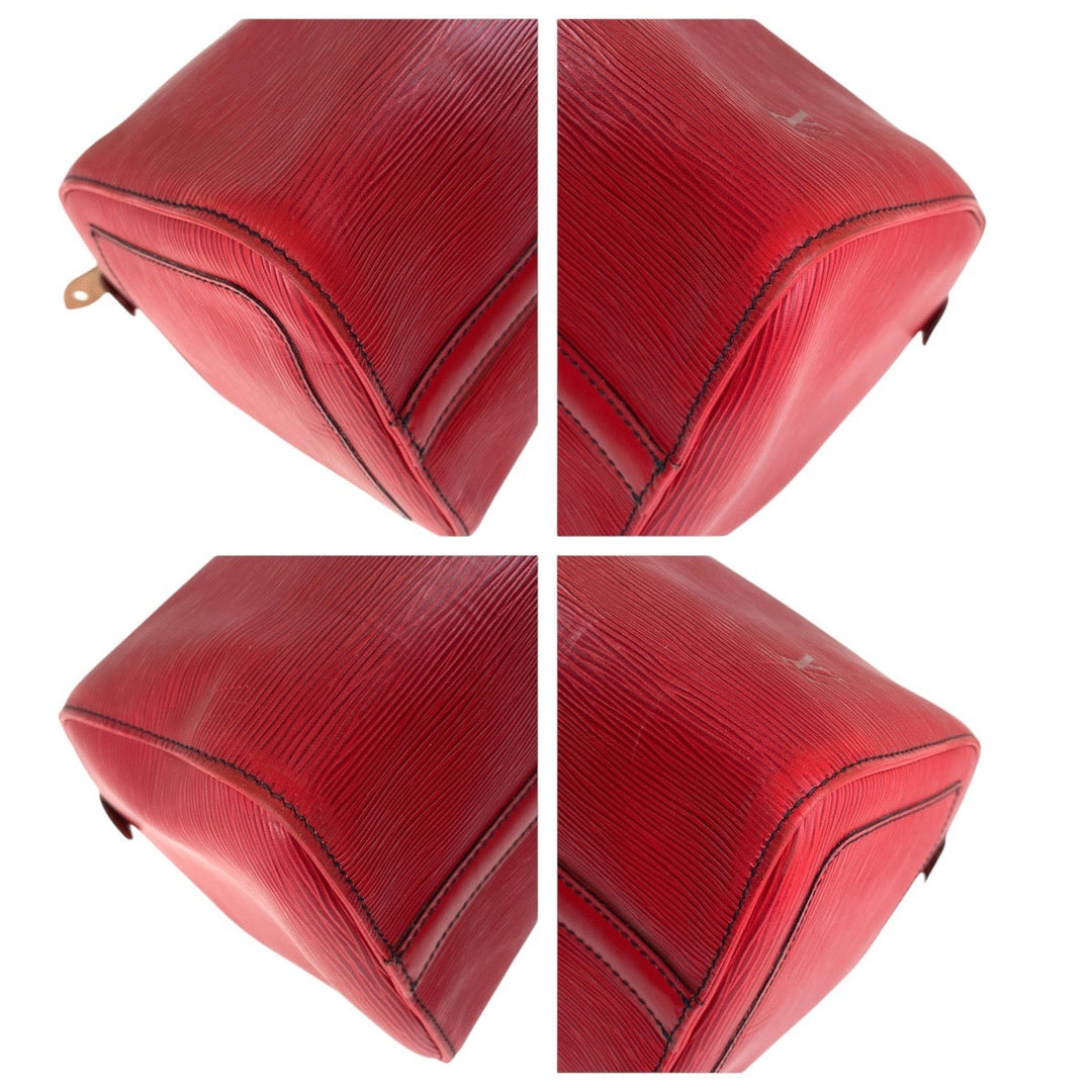 LOUIS VUITTON Handbag M43007 leather Castilian Red Gold Metal Handbags Mini Boston Duffel bag Epi Speedy 30 Women Used Authentic
