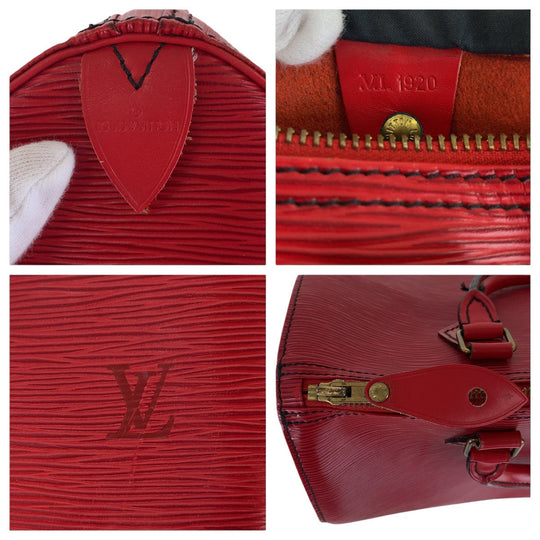 LOUIS VUITTON Handbag M43007 leather Castilian Red Gold Metal Handbags Mini Boston Duffel bag Epi Speedy 30 Women Used Authentic