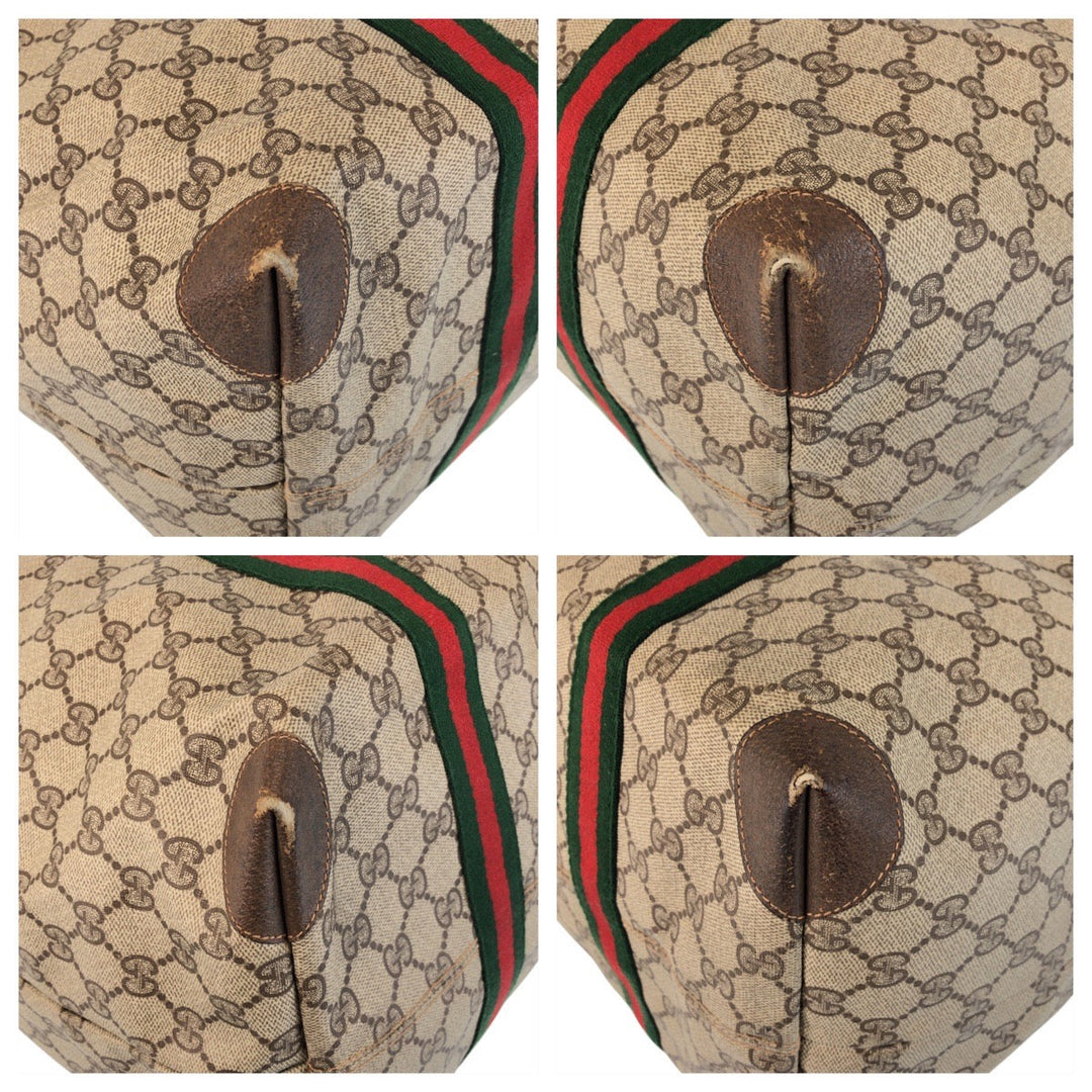 GUCCI Tote Bag 89 19 012 GG Supreme Canvas Beige brown Tote Bag Boston Duffel bag Sherry Line Old Gucci Women Used Authentic