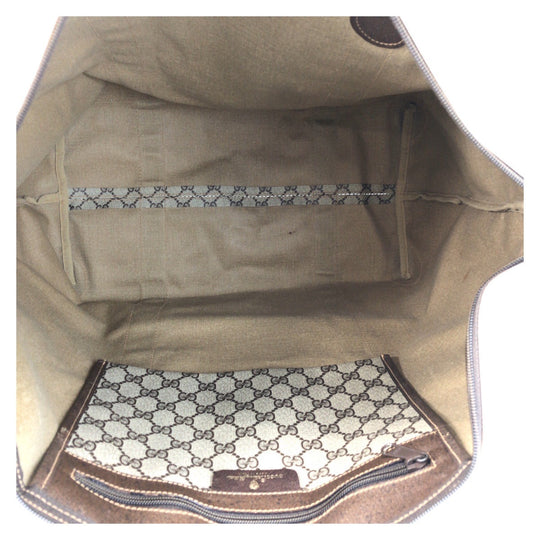 GUCCI Tote Bag 89 19 012 GG Supreme Canvas Beige brown Tote Bag Boston Duffel bag Sherry Line Old Gucci Women Used Authentic