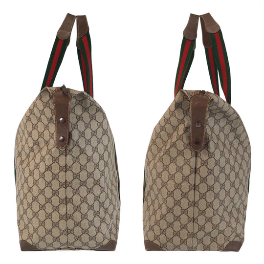 GUCCI Tote Bag 89 19 012 GG Supreme Canvas Beige brown Tote Bag Boston Duffel bag Sherry Line Old Gucci Women Used Authentic