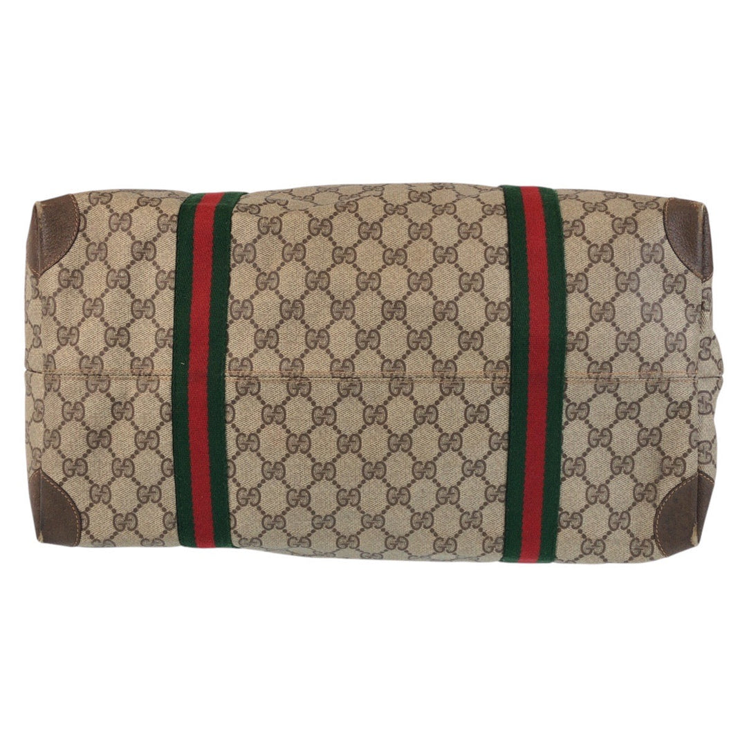 GUCCI Tote Bag 89 19 012 GG Supreme Canvas Beige brown Tote Bag Boston Duffel bag Sherry Line Old Gucci Women Used Authentic