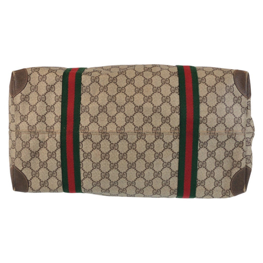 GUCCI Tote Bag 89 19 012 GG Supreme Canvas Beige brown Tote Bag Boston Duffel bag Sherry Line Old Gucci Women Used Authentic