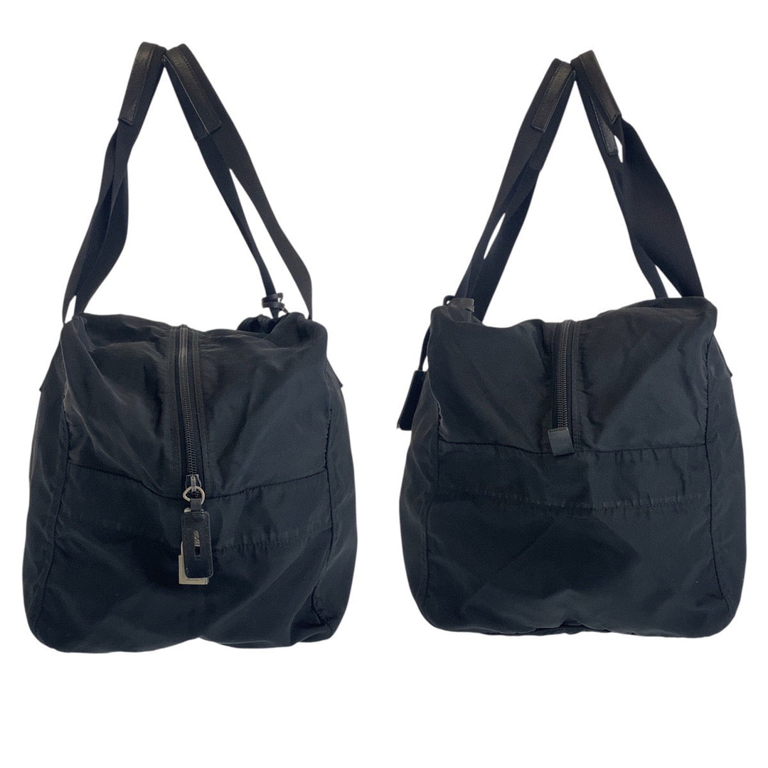 PRADA Boston Duffel bag Nylon black Boston Duffel bag Handbag Unisex Test Triangle With logo Women Used Authentic