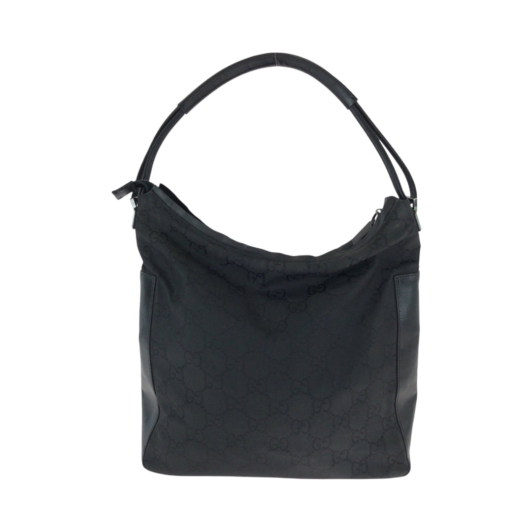 GUCCI Shoulder Bag 001 3770 Nylon Black SilverMetal One Shoulder Bag Women Used Authentic