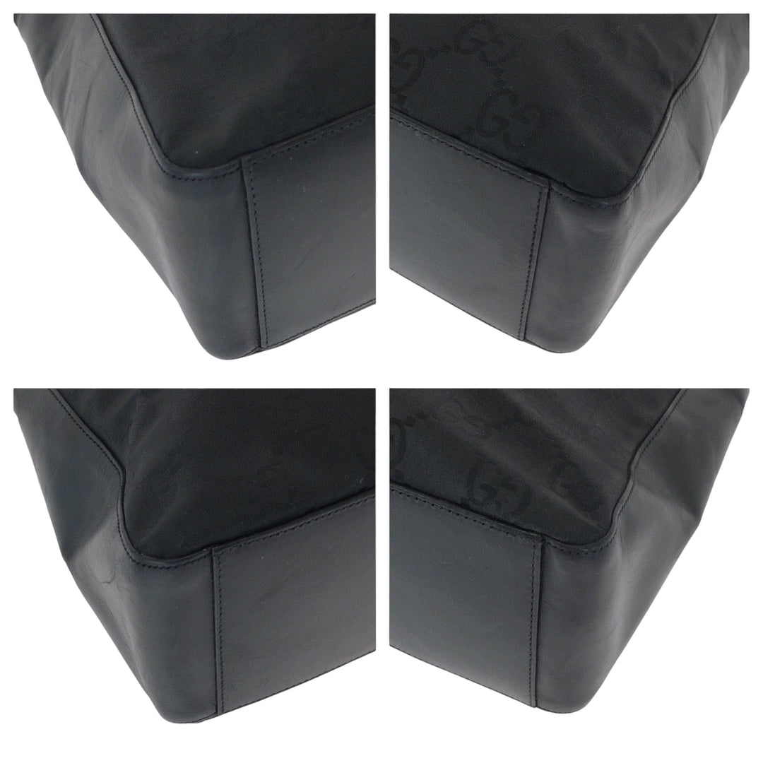 GUCCI Shoulder Bag 001 3770 Nylon Black SilverMetal One Shoulder Bag Women Used Authentic