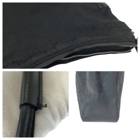 GUCCI Shoulder Bag 001 3770 Nylon Black SilverMetal One Shoulder Bag Women Used Authentic