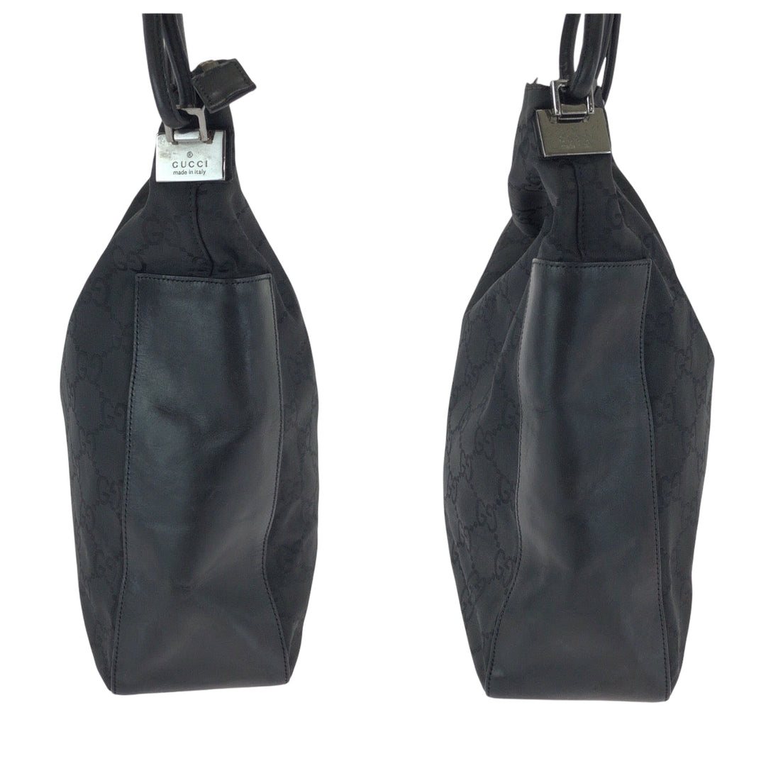 GUCCI Shoulder Bag 001 3770 Nylon Black SilverMetal One Shoulder Bag Women Used Authentic