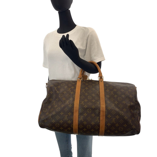 LOUIS VUITTON Boston Duffel bag M41416 PVC Brown Monogram Keepall 50 bandouliere