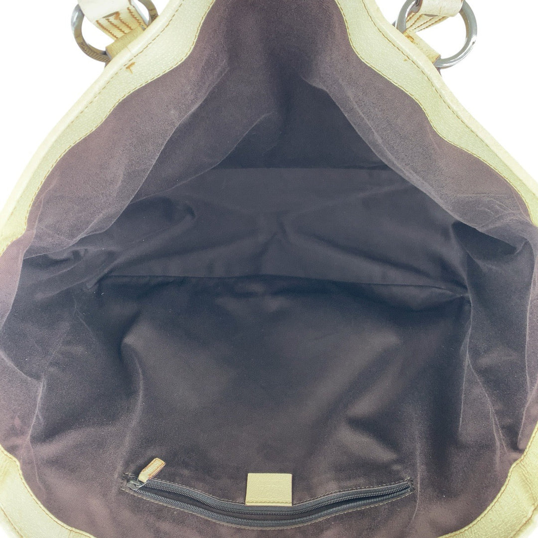 GUCCI Tote Bag 113022 GG canvas, leather Brown White SilverMetal Tote Bag Shoulder Bag Women Used Authentic
