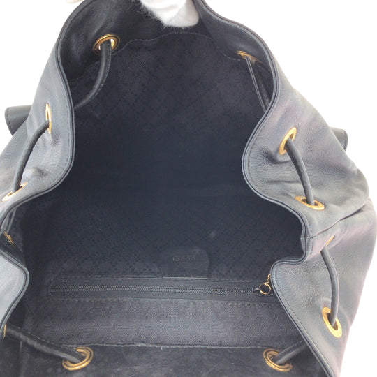 GUCCI Backpack 003 2058 0016 leather Black Brown Gold Metal Backpack Backpack Bamboo Women Used Authentic
