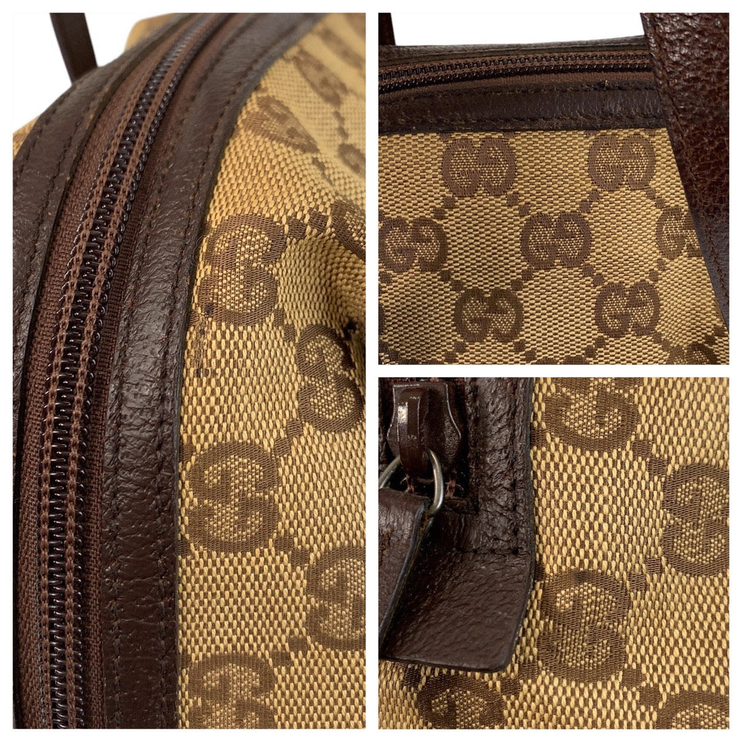 GUCCI Handbag 124542 GG canvas, leather Beige brown Women Used Authentic