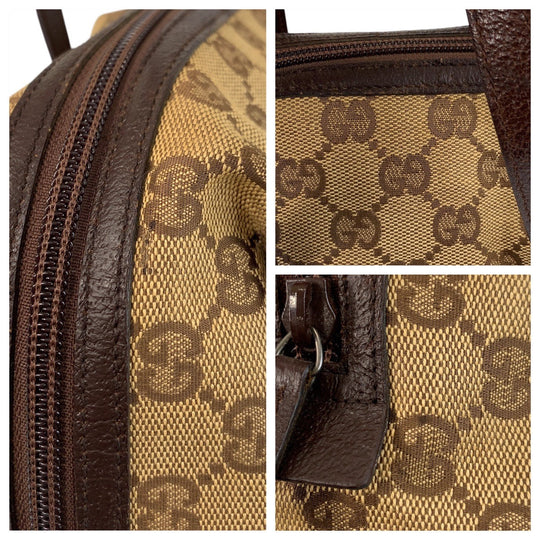 GUCCI Handbag 124542 GG canvas, leather Beige brown Women Used Authentic