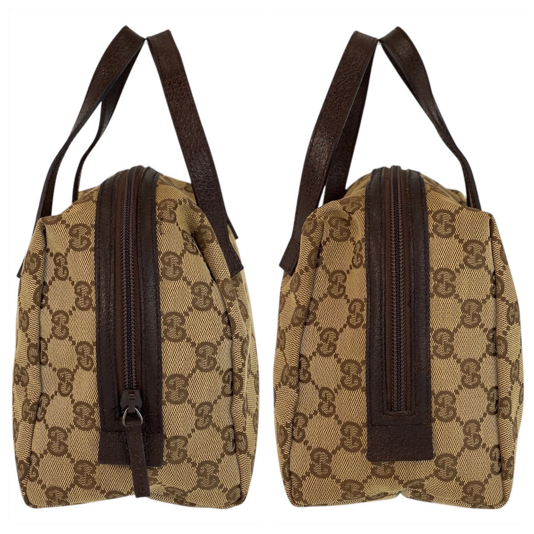 GUCCI Handbag 124542 GG canvas, leather Beige brown Women Used Authentic