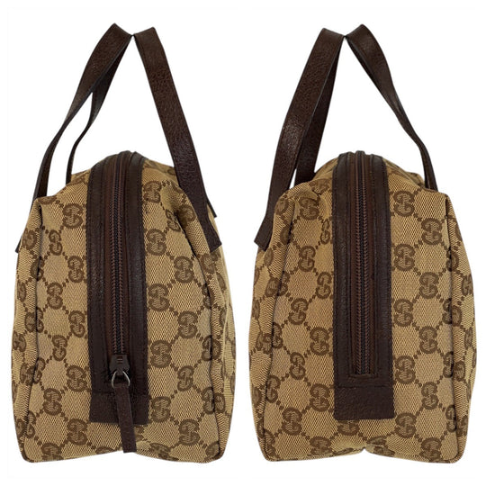 GUCCI Handbag 124542 GG canvas, leather Beige brown Women Used Authentic