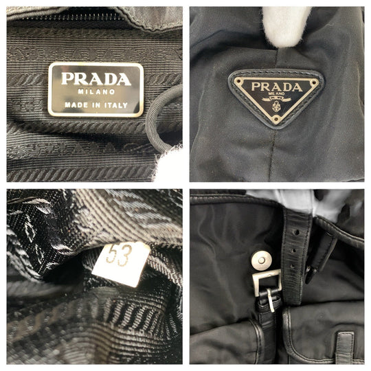 PRADA Backpack Nylon, Leather Black SilverMetal Backpacks & Daypacks Backpacks Test Triangle With logo Women Used Authentic