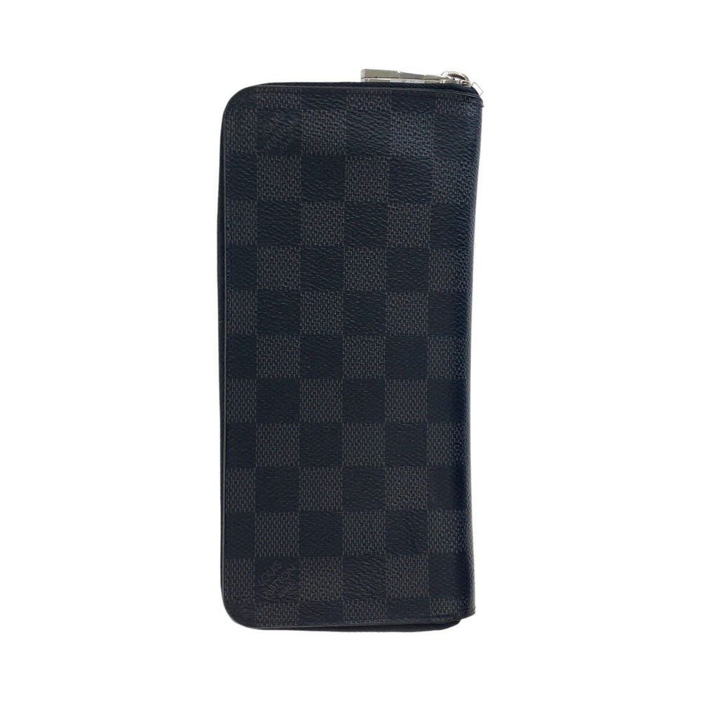 LOUIS VUITTON Long Wallet Purse N63095 PVC black Long Wallet Purse Zip Around Damier Graphite Zippy Wallet Vertical mens Used Authentic