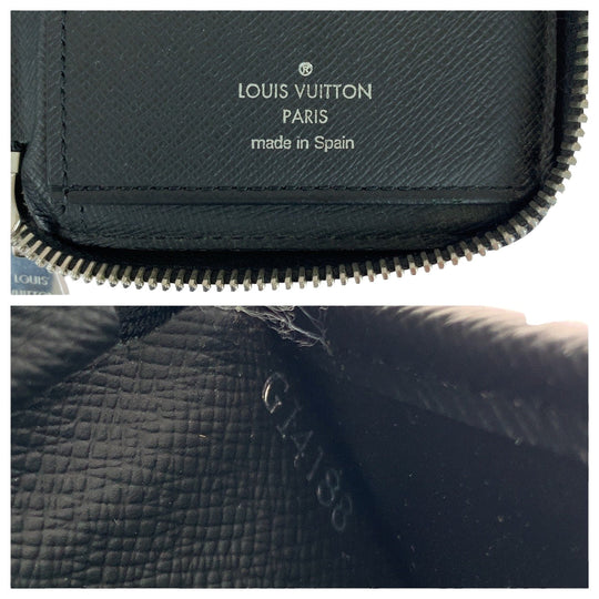LOUIS VUITTON Long Wallet Purse N63095 PVC black Long Wallet Purse Zip Around Damier Graphite Zippy Wallet Vertical mens Used Authentic