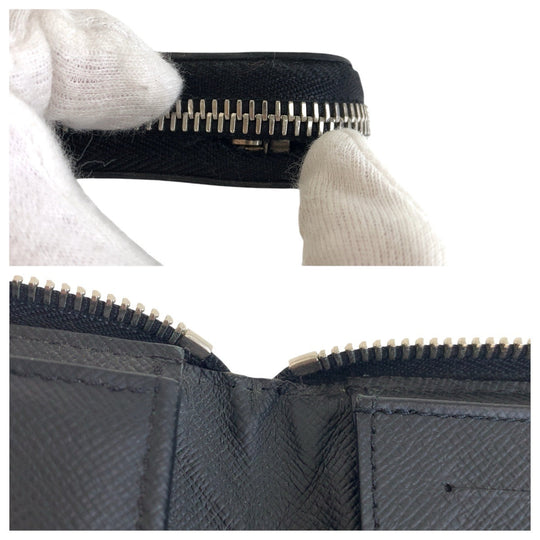 LOUIS VUITTON Long Wallet Purse N63095 PVC black Long Wallet Purse Zip Around Damier Graphite Zippy Wallet Vertical mens Used Authentic