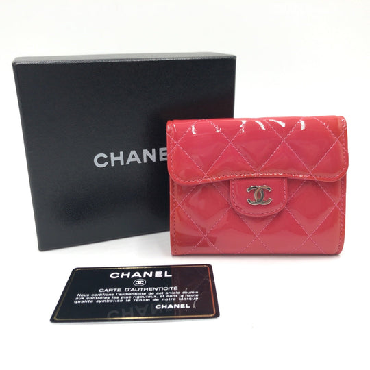 CHANEL Coin case enamel pink Coin case Card Case Coin Pocket Matrasse COCO Mark Women Used Authentic