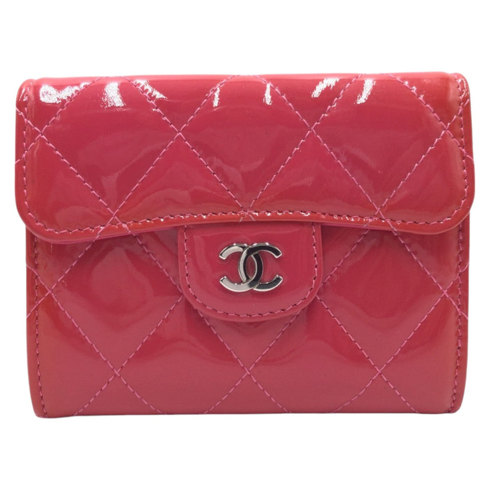 CHANEL Coin case enamel pink Coin case Card Case Coin Pocket Matrasse COCO Mark Women Used Authentic